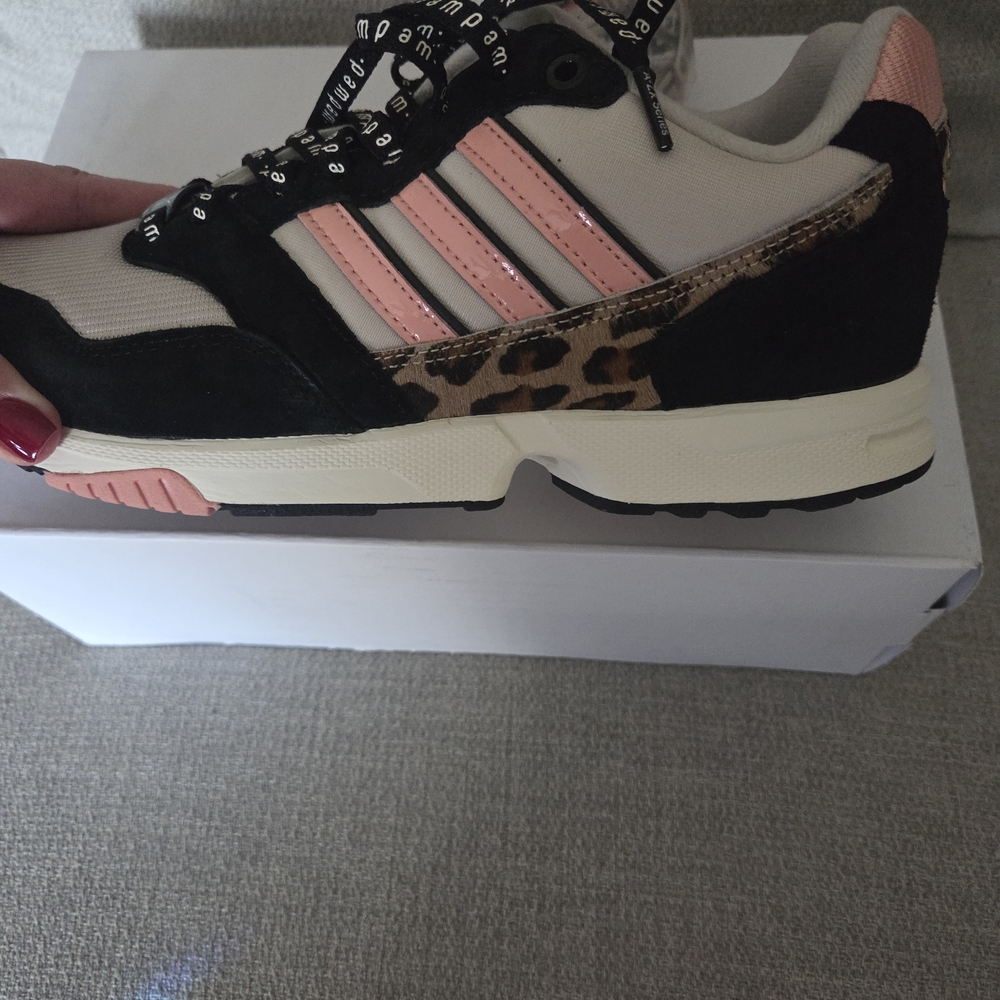 Adidas Women's Leopard Print Sneakers - Black, Pink, Cream